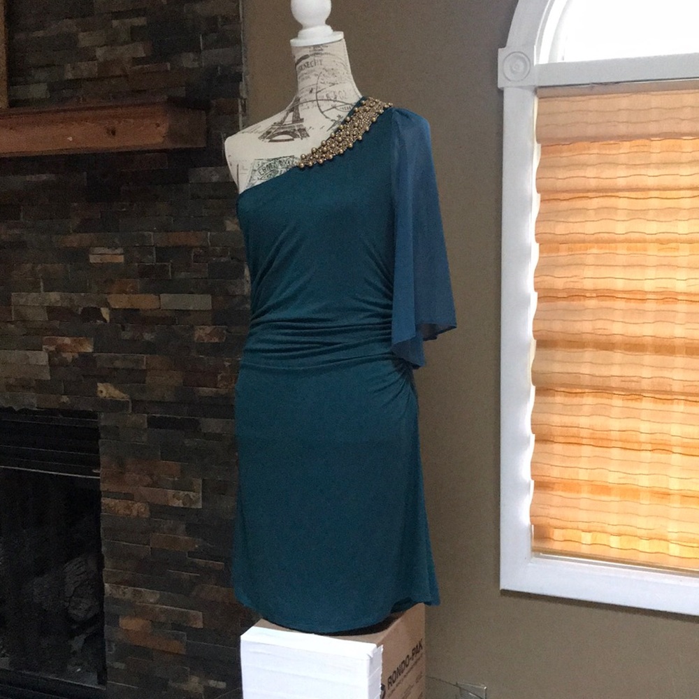 Charming Charlie’s Green One Shoulder Dress
